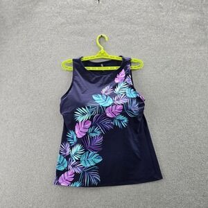 Lands'‎ End Women Swimwear 14 DD Navy Nylon Spandex Swimsuit Top Floral